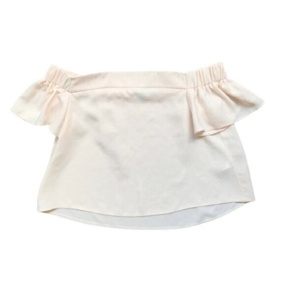 Topshop Livi Bardot Top Blouse Blush Off The Shoulder Pale Peach Cropped Pink 4 - Picture 9 of 9